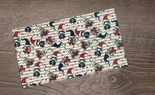 Christmas Plaid Gnomes Fabric Strip- Bow Making- Headwrap- Scrunchies