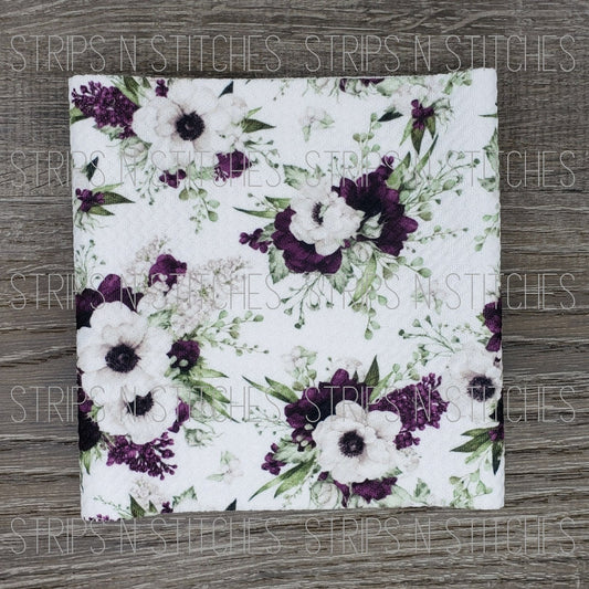 Purple & White Flowers | Fabric Strip | Bow Making | Scrunchie | Shop more print