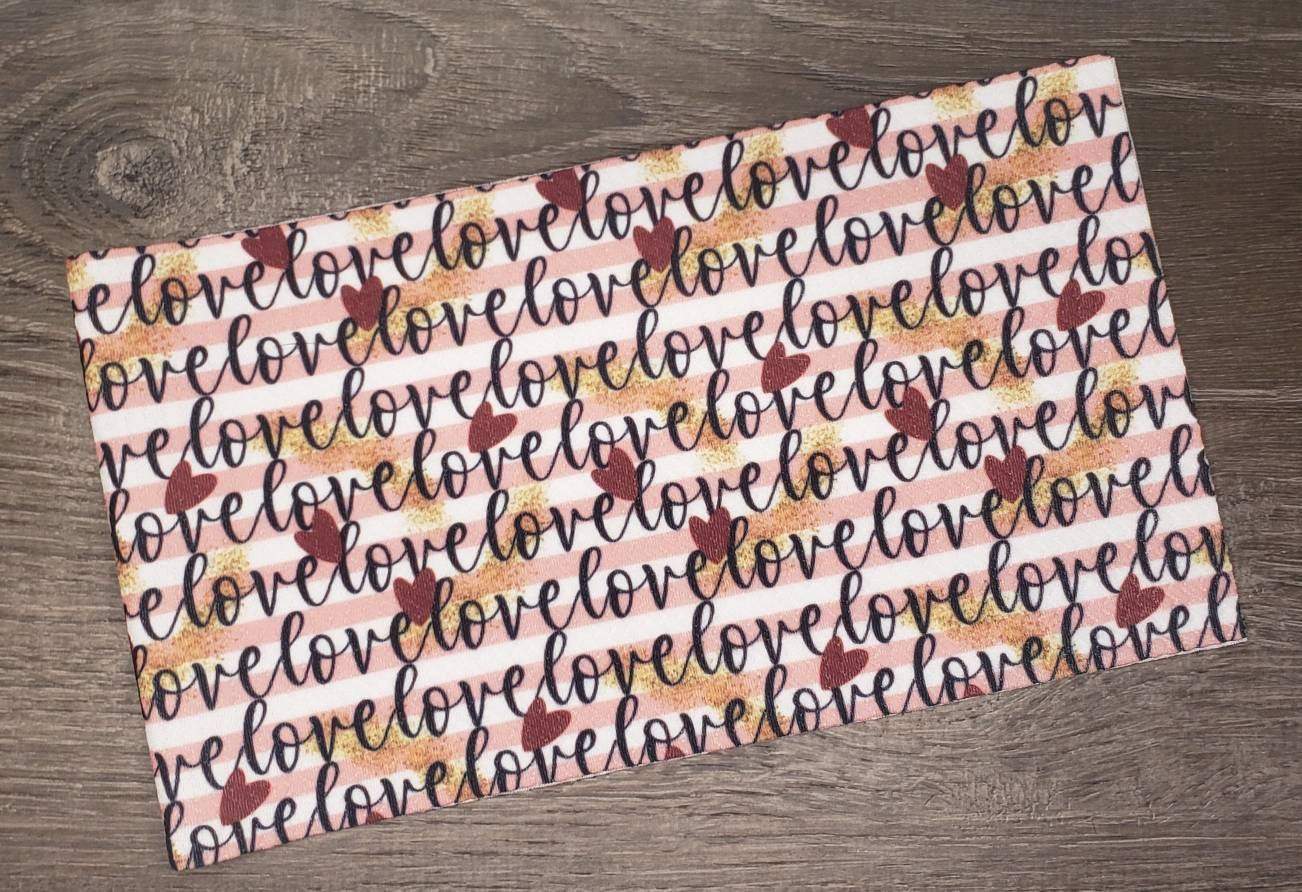 Love, Hearts, Stripes Fabric Strip- Bow Making- Headwrap- Scrunchies