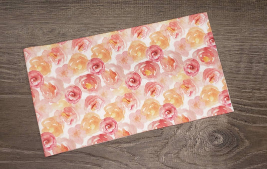 Watercolor Pink Roses Fabric Strip- Bow Making- Headwrap- Scrunchies