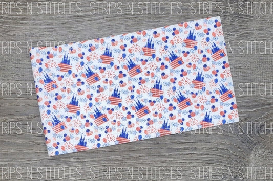 4th of July Castles Fabric Strip- Bow Making- Headwrap- Scrunchies