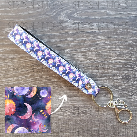 Moons Faux Leather Wristband Keychain