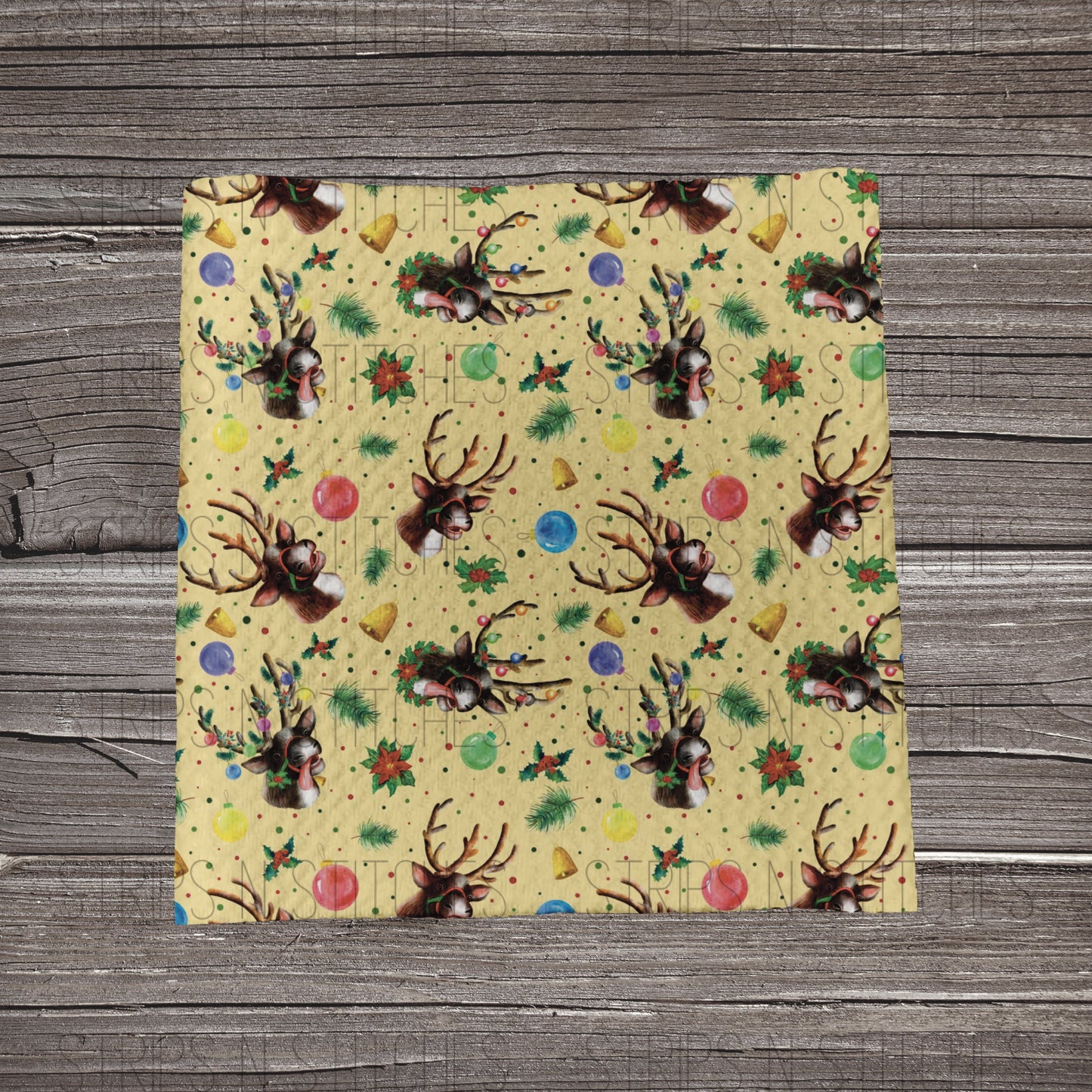 Christmas Reindeer- yellow | Bullet Fabric Strip | Bow Making | Scrunchie |