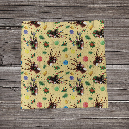 Christmas Reindeer- yellow | Bullet Fabric Strip | Bow Making | Scrunchie |