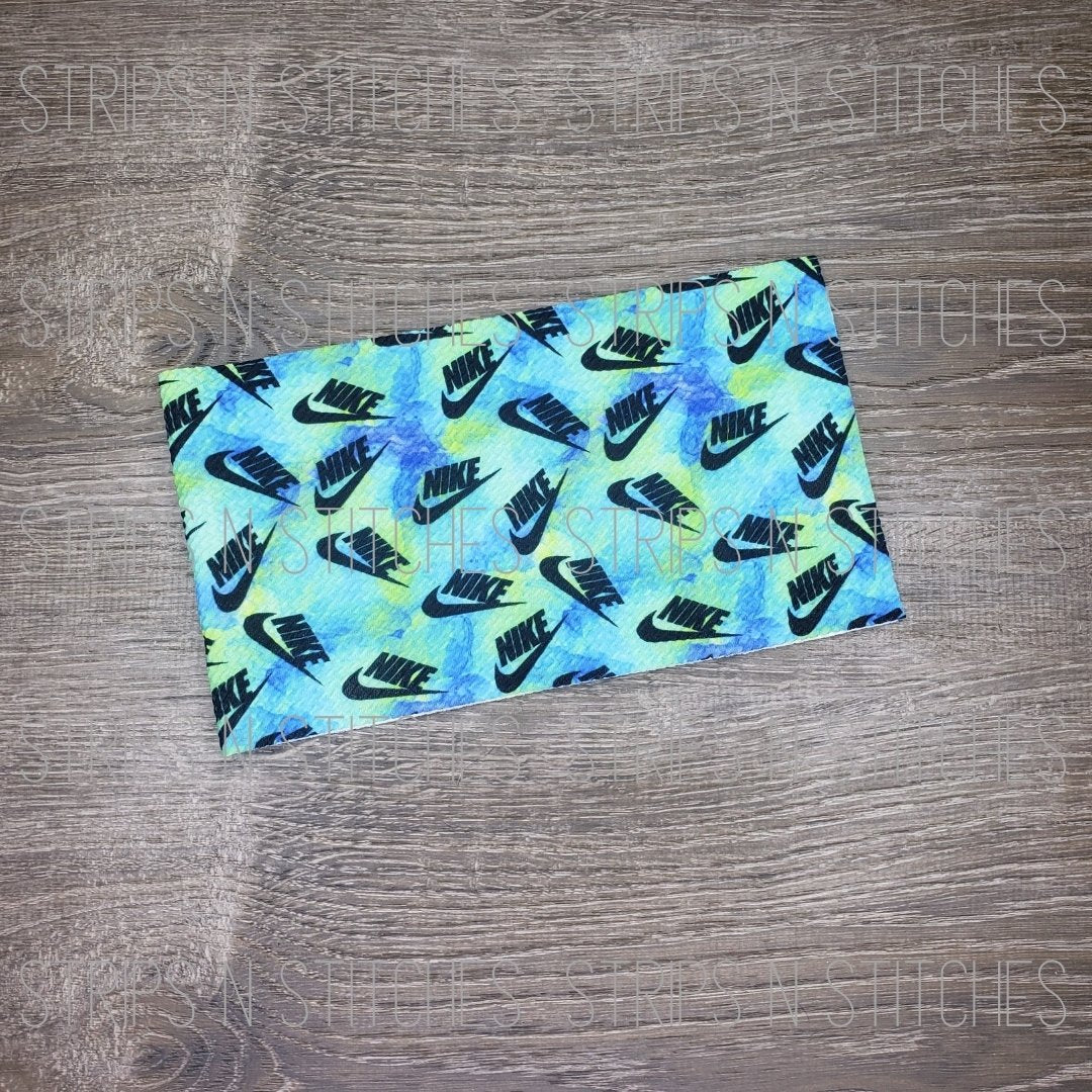 Blue/Green Nike Fabric Strip- Bow Making- Headwrap- Scrunchies