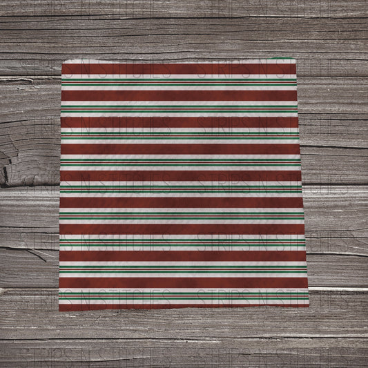 Red, White & Green Candy Cane Stripes | Fabric Strip | Bow Making- Headwrap- Scr