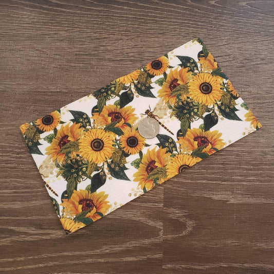 Sunflower & Dragonflies Fabric Strip- Bow Making- Headwrap- Scrunchies