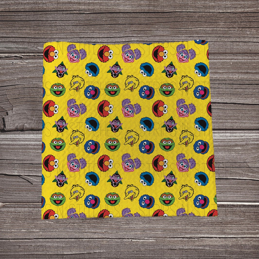 Sesame Street Scatter Yellow | Fabric Strips | Bow Making | Headwrap | Scrunchie