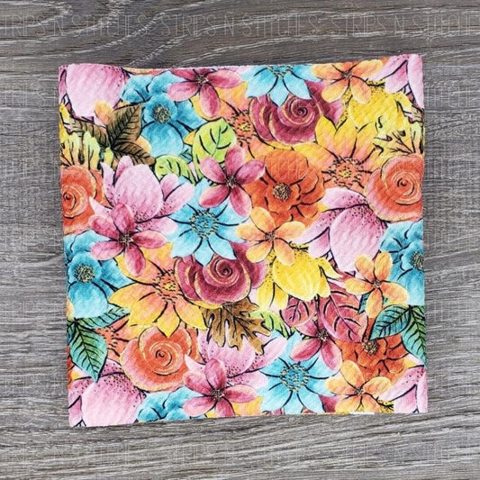 Hand Drawn Fall Floral | Bullet Fabric Strip | Bow Making | Scrunchie |