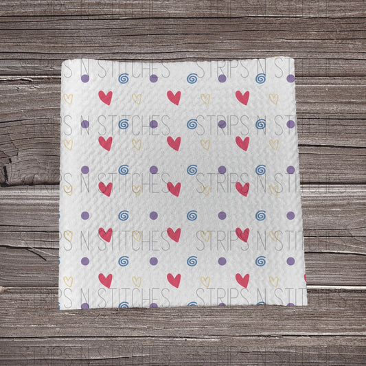 Hearts & Purple Dots | Fabric Strip- Bow Making- Headwrap- Scrunchies