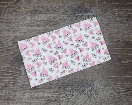 Pink Leopard and Mouse Castle Fabric Strip- Bow Making- Headwrap- Scrunchies
