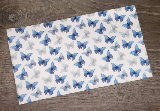 Blue Butterflies Fabric Strip- Bow Making- Headwrap- Scrunchies