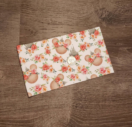 Pink Floral Mouse  Fabric Strip- Bow Making- Headwrap- Scrunchies