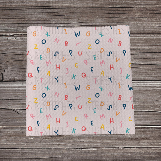 Scattered Alphabet- Pink | Fabric Strip- Bow Making-