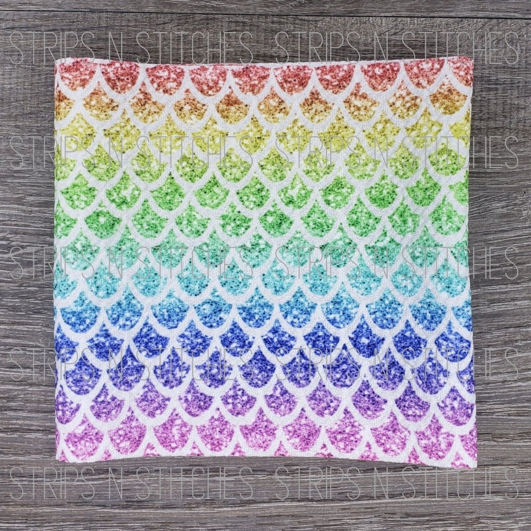 Rainbow Mermaid Scales | Fabric Strip- Bow Making- Headwrap- Scrunchies