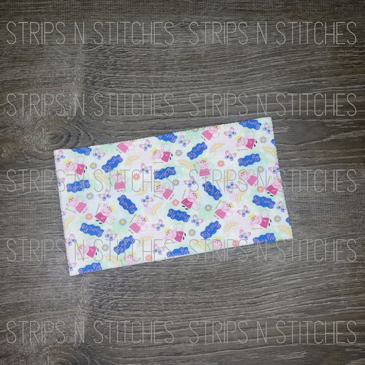 Peppa Pig Fabric Strip- Bow Making- Headwrap- Scrunchies