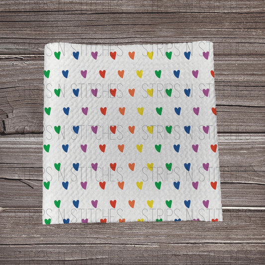 Tiny Rainbow Hearts | Fabric Strip | Bow Making | Headwrap | Scrunchies