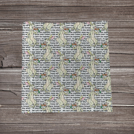 Rabbit with Text | Fabric Strip- Bow Making| Headwrap | S