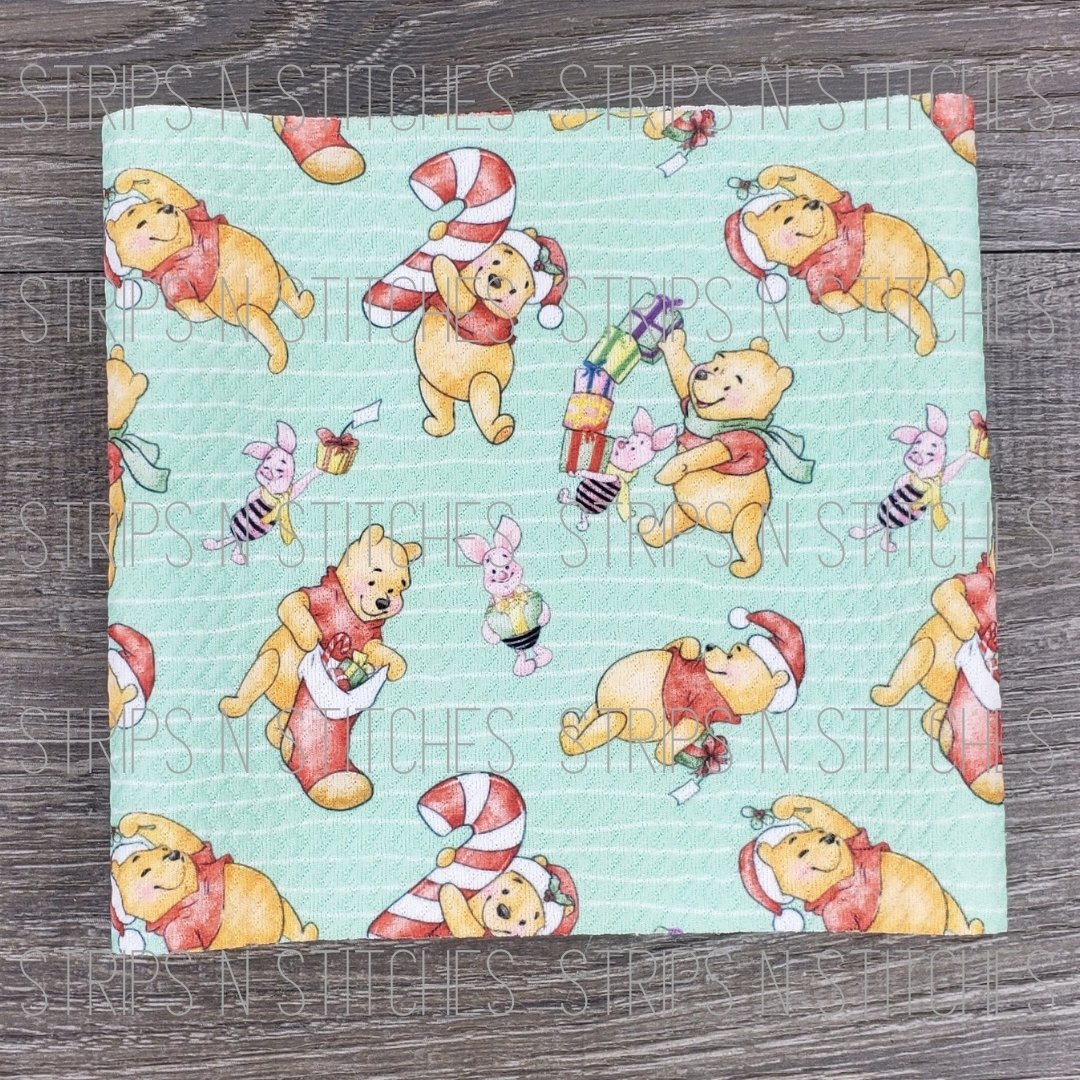 Christmas Pooh | Fabric Strip- Bow Making- Headwrap- Scrunchies