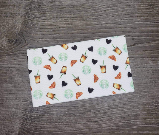 Coffee Shop 5”x18” Fabric Strip | Bow Making | scrunchies