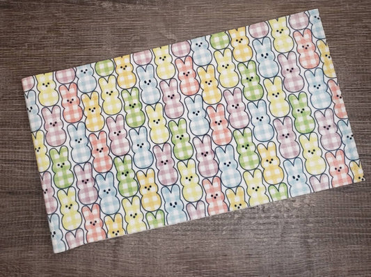 Pastel Plaid Bunnies Fabric Strip- Bow Making- Headwrap- Scrunchies