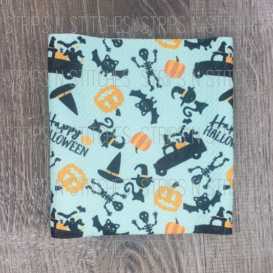 Happy Halloween (teal) |  Fabric Strip | Bow Making | Scrunchie | Shop more prin