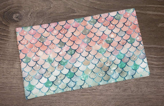 Pinks & Greens Mermaid Scales Fabric Strip- Bow Making- Headwrap- Scrunchies