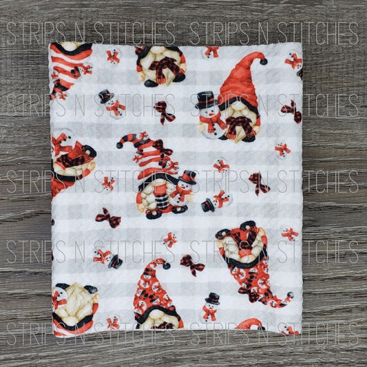 Grey Striped Christmas Gnomes & Snowmen | Fabric Strip | Bow Making | Scrunchie