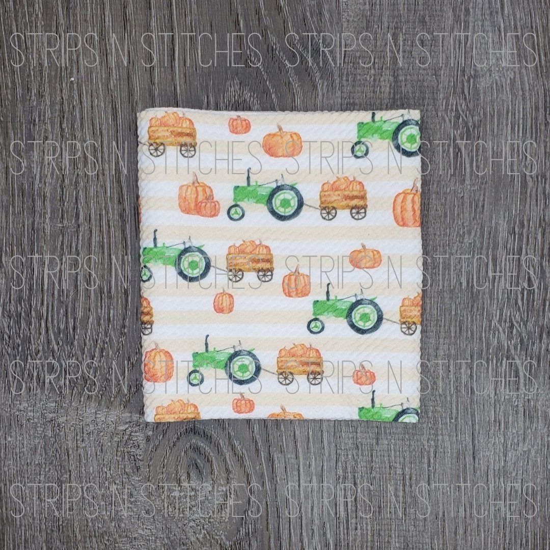 Tractor & Pumpkin Cart Fabric Strip- Bow Making- Headwrap- Scrunchies