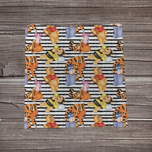 Striped Halloween Pooh & Friends | Fabric Strip- Bow Making- Headwrap- Scrunchie