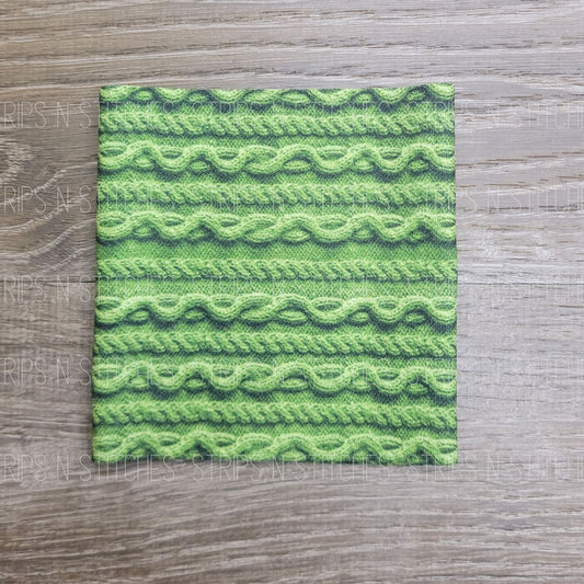 Green Faux Sweater | Fabric Strip- Bow Making- Headwrap- Scrunchies