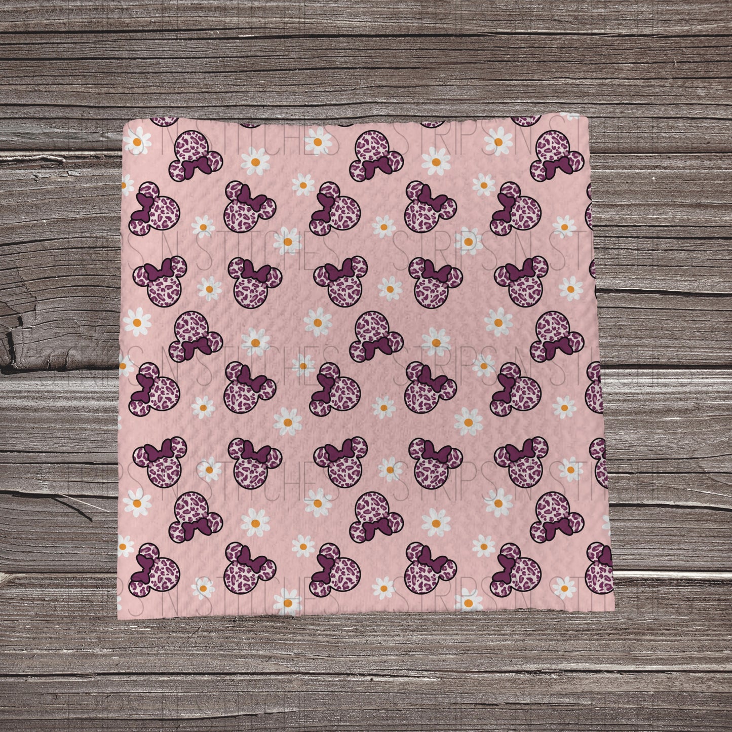 Pink & Purple Cheetah Mouse with Flowers | Fabric Strip- Bow Making- Headwra