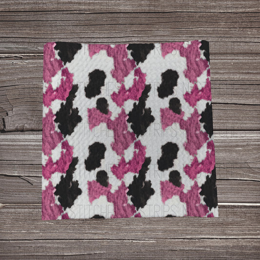 Pink & Black Cow | Fabric Strip- Bow Making- Headwrap- Scrunchie