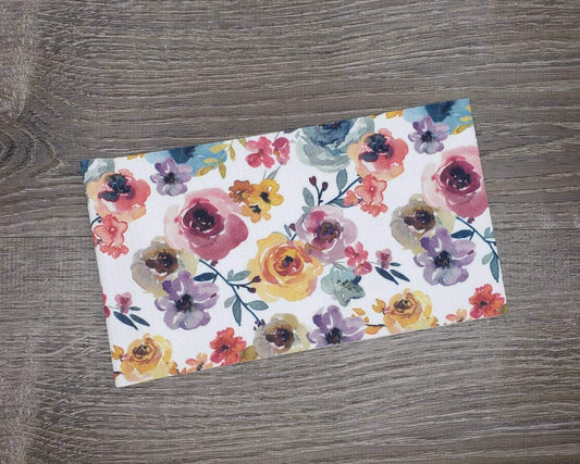 Summer Watercolor Floral Fabric Strip- Bow Making- Headwrap- Scrunchies