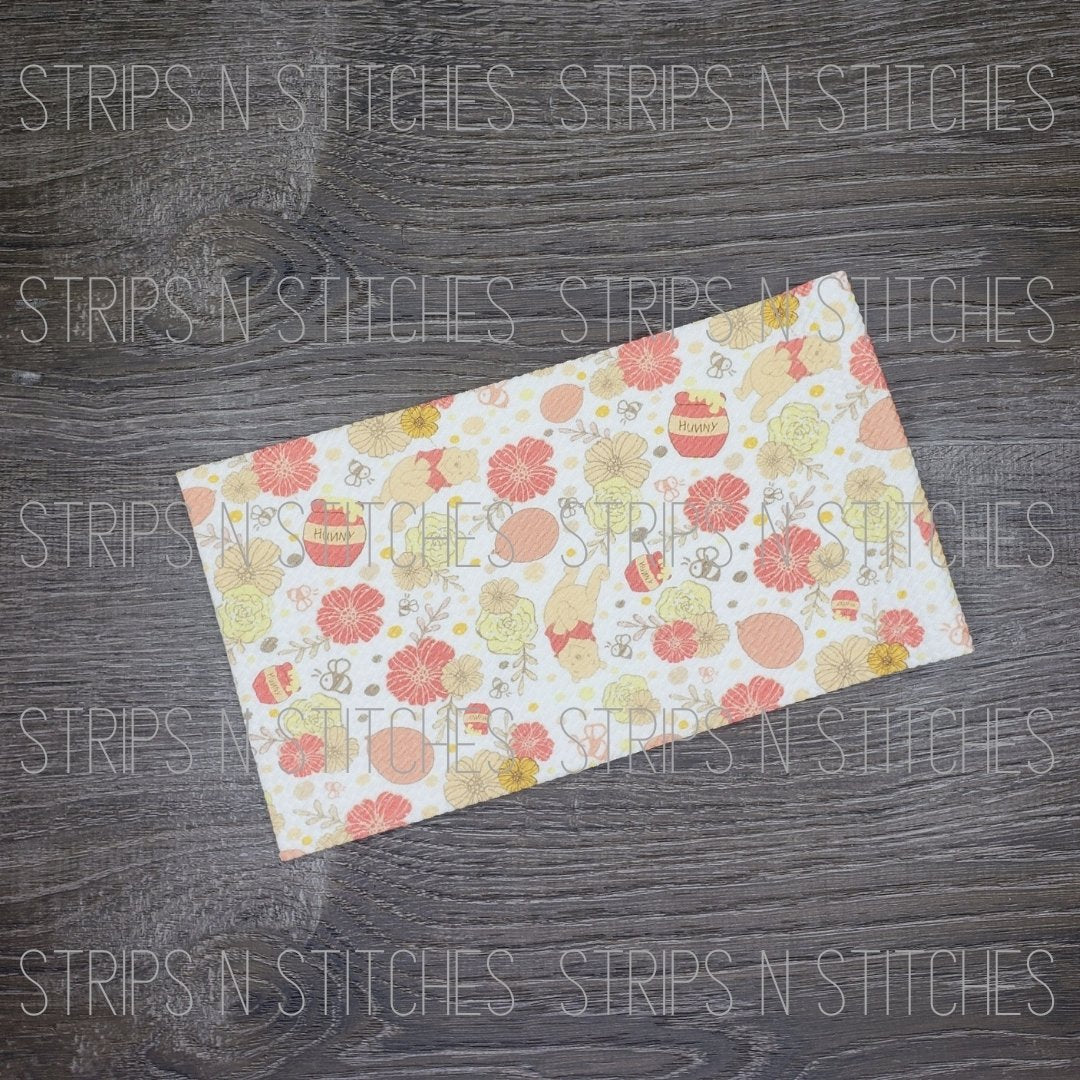 Floral Pooh Fabric Strip- Bow Making- Headwrap- Scrunchies