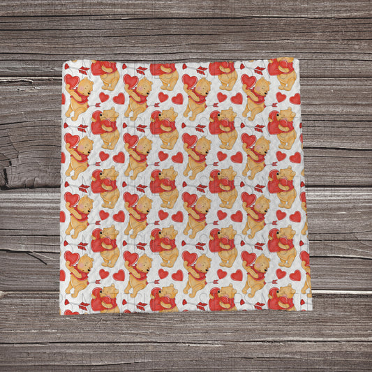 Valentine Bear & Hearts | Fabric Strip- Bow Making- Headwrap- Scrun